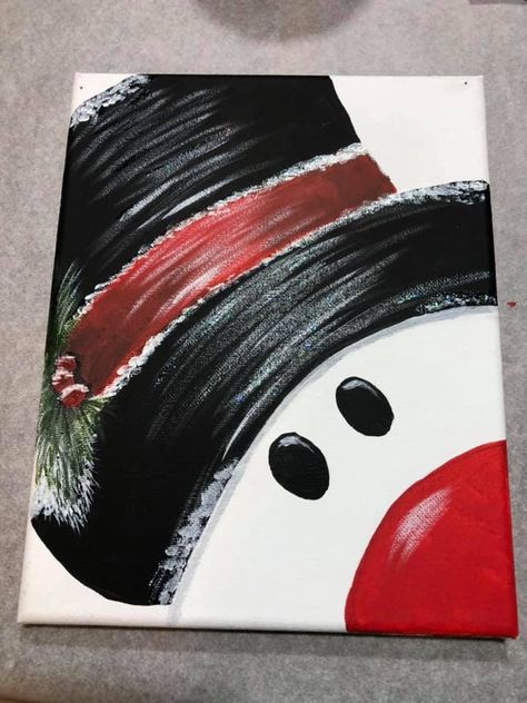 Painting Ideas, Acrylic Painting, Canvas, Christmas, Red, White, Black, Art