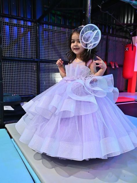 Fairy Tale Designs Dress Design For Eid, Gown With Drape, Party Wear For Girls, 1st Birthday Girl Dress, Lilac Gown, Birthday Frocks, Baby Fancy Dress, 1st Birthday Dresses