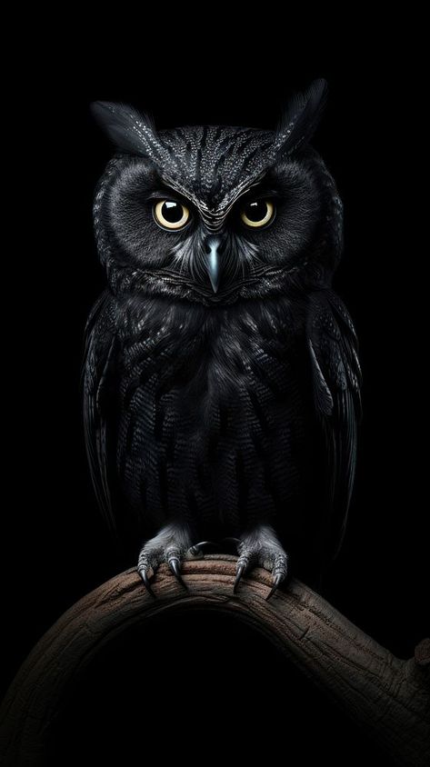 Black owl animal bird black background. AI generated Image by rawpixel. | premium image by rawpixel.com / Techi All Dark Wallpaper, Beautiful Wallpapers Backgrounds Dark, Black Owl Wallpaper, Owl Wallpaper Dark, Black Animal Wallpaper, Owl Iphone Wallpaper, Best Dark Wallpaper, Bird Black Background, Owls Aesthetic