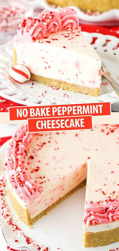 Peppermint Desserts Christmas, No Bake Peppermint Cheesecake, Peppermint Desserts, Christmas Cheesecake Recipes, Easy Christmas Dessert, Dinner 2023, Peppermint Dessert, Crushed Peppermint, Peppermint Recipes