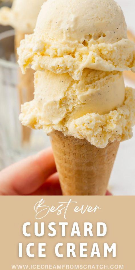 Recipe For Custard, Frozen Custard Recipes, Custard Ice Cream Recipe, Homemade Ice Cream Recipes Machine, I Lost 100 Pounds, Best Homemade Ice Cream, Ice Cream Recipes Machine, Custard Ice Cream, Cuisinart Ice Cream