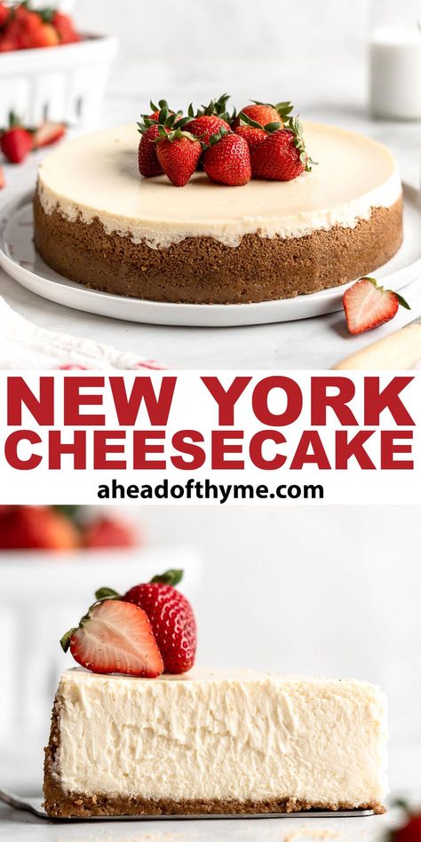 New York Vanilla Cheesecake, Best Cheesecake Recipe New York, My Cheesecake Recipes, Best Vanilla Cheesecake Recipe, Strawberry New York Cheesecake, Homemade Cheesecake From Scratch, Cheesecake Crust Recipe, Classic New York Cheesecake, Vanilla Cheesecake Recipes