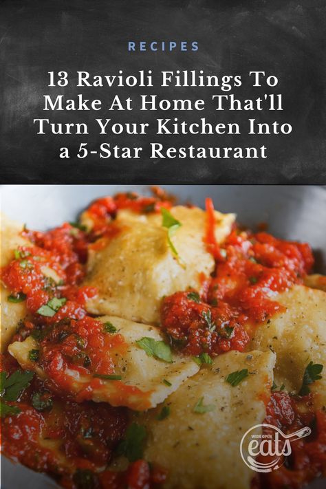 Pasta Filling Ideas, Giada Ravioli Recipe, Goat Cheese Ravioli Filling, Homemade Ravioli Fillings, Different Ravioli Fillings, Best Homemade Ravioli Recipe, Fillings For Ravioli, Meat And Cheese Ravioli Filling, Cream Cheese Ravioli Filling