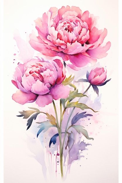 Watercolor flower art | Premium Photo #Freepik #photo #garden #wallpaper #vegetation #peonies Watercolor Peony Flower, Peony Watercolor Tattoo, Peony Flower Drawing, Peony Watercolor Painting, Moody Neutral, Painted Peonies, Peonies Wallpaper, Peonies Watercolor, Photo Garden