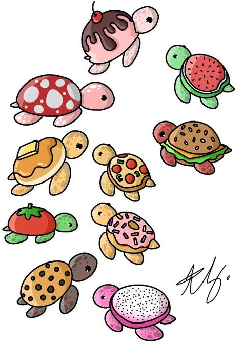 Cute Turtle Drawings, Turtle Sketch, Traditional Tattoo Designs, Turtle Drawing, Cute Easy Doodles, Cute Animal Drawings Kawaii, Easy Doodles Drawings, Cute Doodles Drawings, Cute Kawaii Drawings