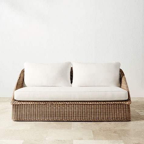 Aerin East Hampton Outdoor Furniture Set | Williams Sonoma Deep Loveseat, Hampton Sofa, Metal Sofa, Long Sofa, Teak Sofa, Williams Sonoma Home, East Hampton, Large Sofa, Williams Sonoma