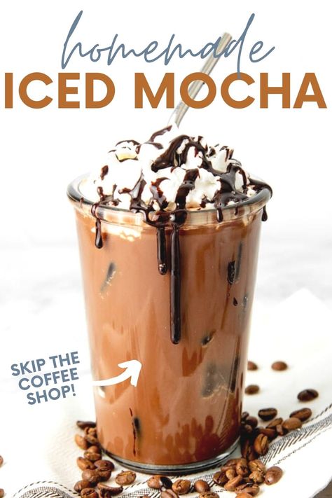 You'll never hit the coffee shop again with this Easy Iced Mocha Recipe in your back pocket! It's a breeze to make at home! Diy Iced Coffee Recipes, Iced Cocoa, Beans Photography, Mocha Syrup, Iced Mocha Recipe, Diy Iced Coffee, Keurig Recipes, Mocha Coffee Recipe, Iced Mocha Coffee