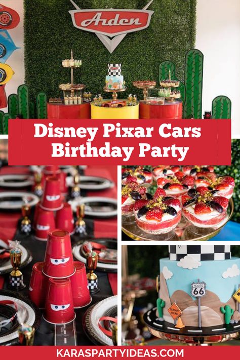 Disney Cars Rice Krispie Treats, Race Car Cake Diy, Cars Movie Party, Disney Pixar Cars Birthday Party, Lightning Mcqueen Birthday Party Ideas, Pixar Cars Birthday Party, Birthday Party Ideas Decoration, Party Ideas Decoration, Cars Birthday Party Ideas