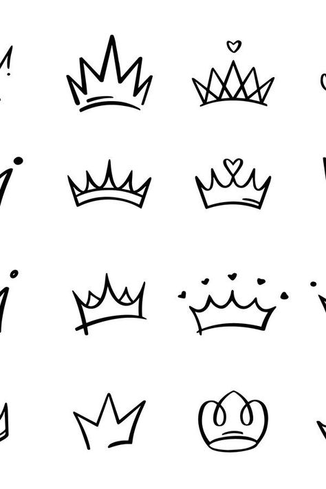 Crown Tattoo Princess, Mother Daughter Crown Tattoos, Queen And Princess Tattoo, Tiara Tattoos For Women, Princess Crown Tattoo, Sinister Tattoos, Drawing Crown, Tiara Drawing, Simple Crown Tattoo