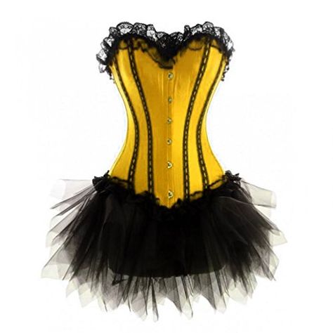 Yellow Satin Black Net Goth Burlesque Costume Overbust Co... https://www.amazon.com.au/dp/B0836P6TMM/ref=cm_sw_r_pi_dp_U_x_.o3uEbYEMY5PR Burlesque Halloween Costumes, Burlesque Outfit, Goth Costume, Burlesque Corset, Satin Corset Top, Satin Corset Dress, Net Skirt, Burlesque Costume, Corset Outfit