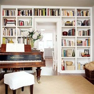 This I'd fantastic, I wonder if I have anywhere to squeeze this in...hmm, I'm sure I could find someplace! Piano Room Design, Piano Room Decor, Home Library Rooms, Studio House, Library Room, Room Library, Piano Room, Home Library Design, Room Deco