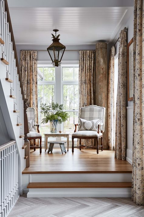 Foyer Decorating, Sarah Richardson, Modern Farmhouse Curtains, Sarah Richardson Design, Kabinet Dapur, Window Treatments Living Room, Design Boards, Stair Case, Farmhouse Curtains