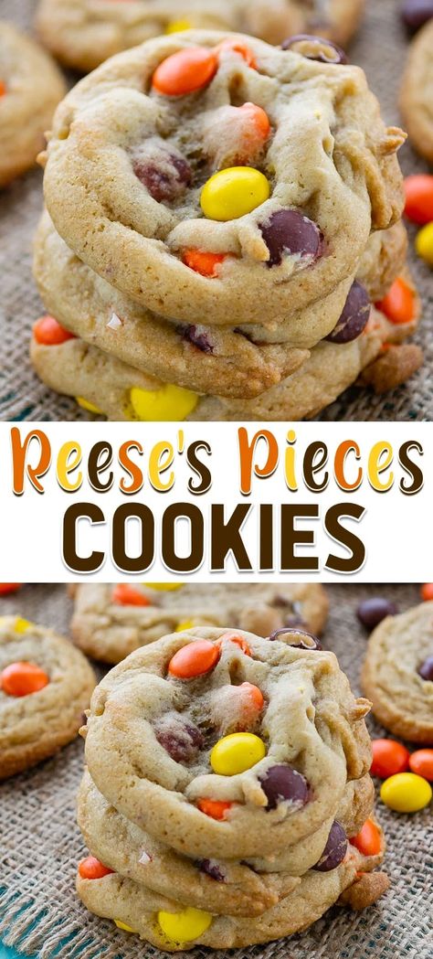 Non Messy Desserts, Easy Reeses Cookies, Reese’s Chip Cookies, Reese’s Pieces Cookies, Reese’s Cookies, Cookie Easy Recipe, Different Cookie Recipes, New Cookie Recipes, Reese's Pieces Cookies