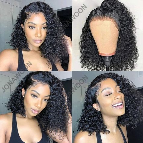 Styles For Water Wave Wigs, Short Water Wave Wig Hairstyles, Water Wave Styles, Short Curly Lace Front Wigs, Short Curly Wig Styles, Short Water Wave Wigs For Black Women, How To Style A Curly Wig, Short Curly Wigs For Black Women, Short Curly Bob Wig