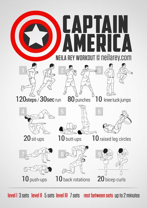 I love this workout I actually believe it to be one of the best there is Cap like Star Wars always been an inspiration for me and so I try to incorporate it into my daily workouts many thanks to Neila Rey for this incredible work her website is now called Darebee.com so be sure to check that out Stephen Amell Workout, Captain America Workout, Neila Rey Workout, Neila Rey, Hero Workouts, Membakar Lemak Perut, Superhero Workout, Trening Sztuk Walki, Ashtanga Vinyasa Yoga