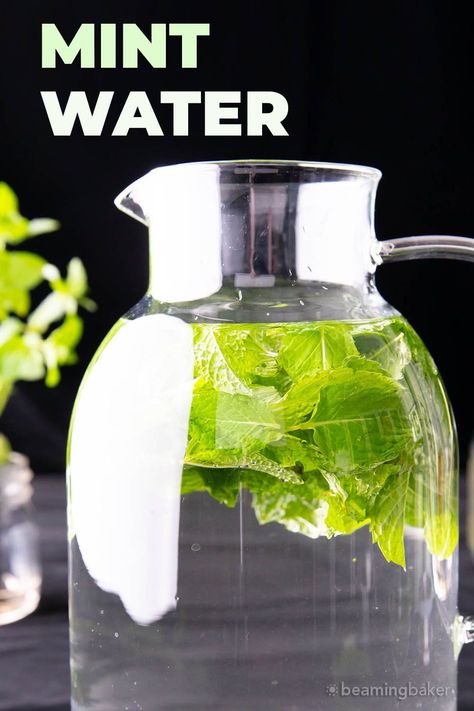 Mint Water from Beaming Baker. Refreshing mint and cool, filtered water combine for an easy, 2-minute recipe for hydrating Mint Water! Beaming Baker, Vegan Party Food, Mint Water, Vegan Party, Workout Smoothies, Mint Oil, Easy Drink Recipes, Cucumber Recipes, Easy Drinks