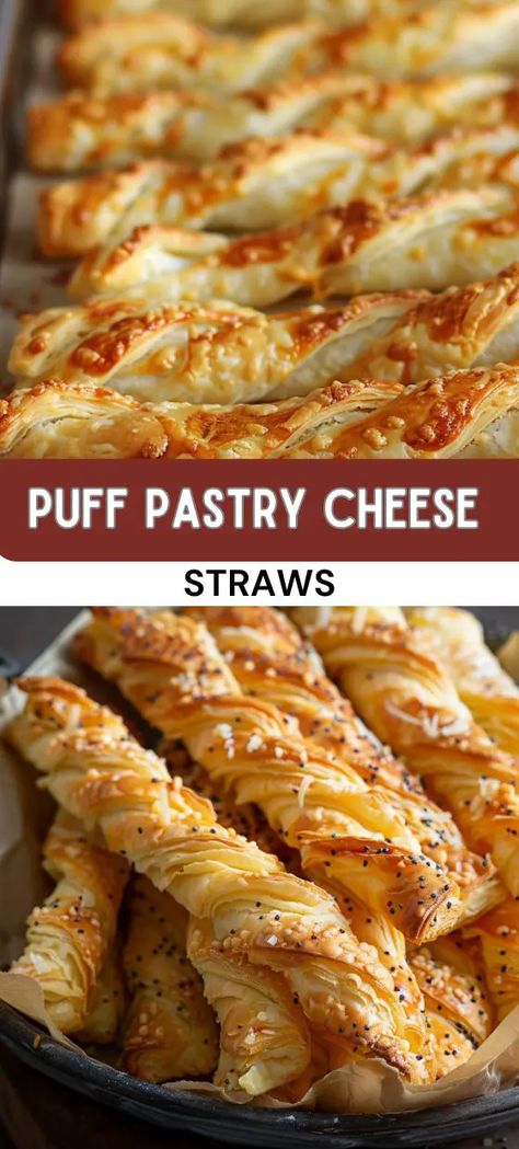 Puff Pastry Cheese Straws Puff Pastry Cheese Straws, Puff Pastry Cheese, Cheesy Puff Pastry, Easy Puff Pastry Desserts, Puff Pastry Recipes Appetizers, Make Puff Pastry, Puff Pastry Snacks, Cheese Straws Recipe, Cheese Puffs Recipe