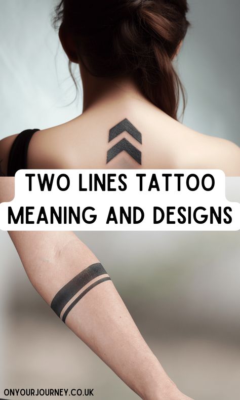 Two Lines Tattoo Meaning and Best Design Ideas - On Your Journey Black Line Tattoo Arm Meaning, Simple Women Tattoos Ideas, Stripe Tattoo Women, 3 Line Tattoo Meaning, Tattoo Arm Bands For Women, Arm Stripe Tattoo, Line Around Arm Tattoo Women, My Tribe Tattoo Ideas, Two Line Tattoo Arm