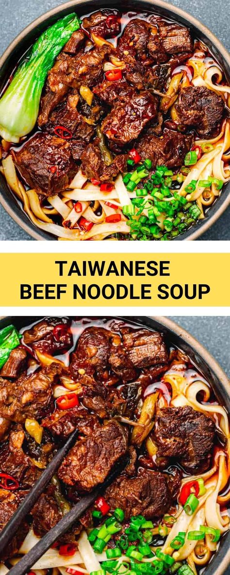 Instant Pot Beef Noodle Soup, Meaty Soups, Taiwanese Beef Noodle Soup Recipe, Beef Noodle Stew, Chinese Beef Noodle Soup, Asian Beef Stew, Beef Ramen Noodle Recipes, Taiwanese Beef Noodle Soup, Beef Ramen