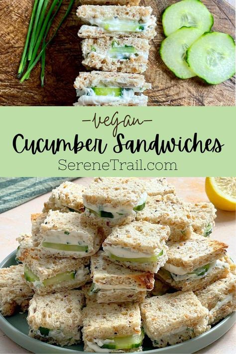 Vegan Cucumber, Cucumber Sandwiches Recipes, Vegan Finger Foods, Type Of Bread, Cucumber Tea Sandwiches, Vegan Sandwich Recipes, Cucumber Slices, Vegan Party Food, Vegan Party