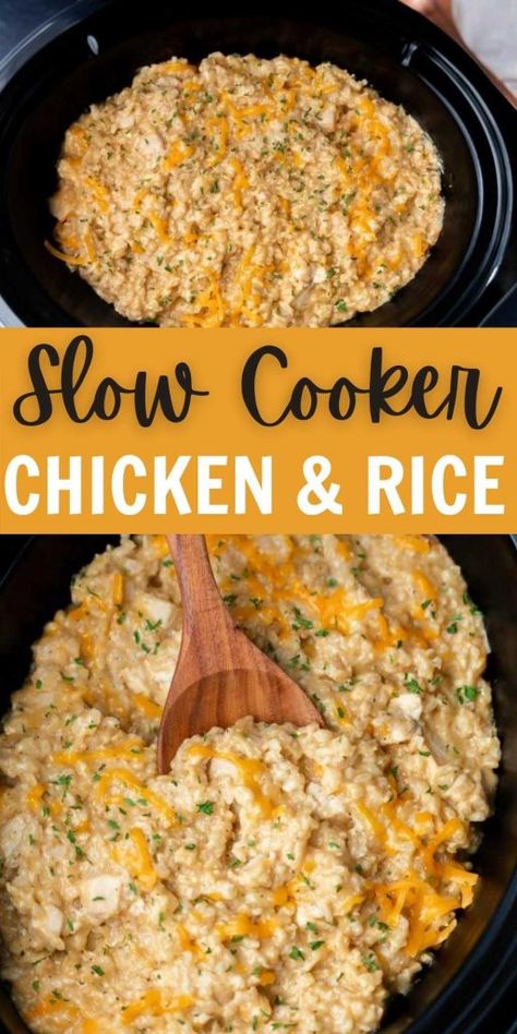 Slow Cooker Chicken, Crock Pot Chicken And Rice, Slow Cooker Chicken Rice, Chicken And Rice Recipe, Chicken Crockpot Recipes Easy, Easy Crockpot Dinners, Crock Pot Chicken, Crockpot Dishes, Party Platters