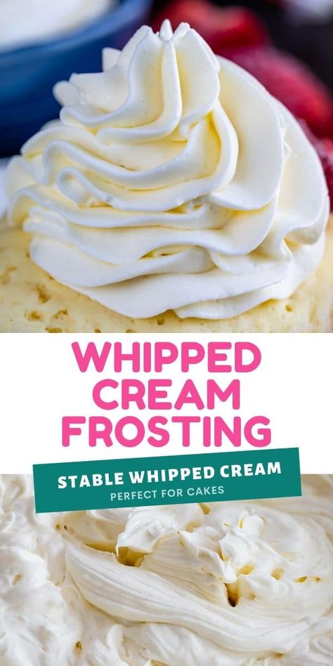 Sour Cream Whipped Cream, Whipped Cream For Cupcakes, Whipped Cream Vanilla Frosting, Heavy Whipping Cream Frosting, Whipped Frosting Recipe, Topping Für Cupcakes, Whip Cream Frosting, Sturdy Whipped Cream Frosting, Frosting Flavors