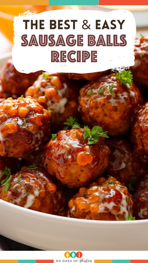 Best Sausage Ball Recipe, Sausage Meatballs Recipes, Easy Sausage Balls Recipes, Sausage Ball, Gluten Recipes, Sausage Appetizers, Sausage Balls Recipe, Sausage Meatballs, Chicken Balls