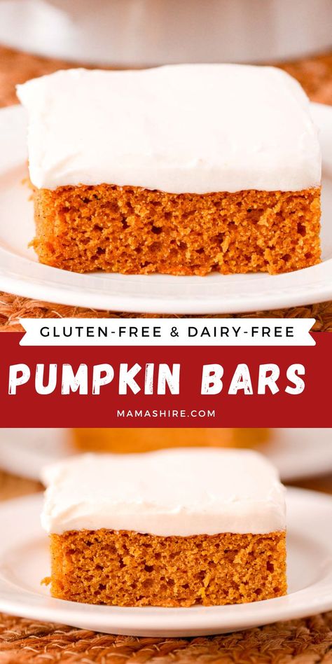 Allergen Free Pumpkin Recipes, Gluten Pumpkin Recipes, Gluten Free Recipes For Dessert Easy, Gluten And Dairy Free Pumpkin Bars, Gluten Free Pumpkin Bars Easy, Best Gf Dessert Recipes, Non Dairy Pumpkin Desserts, Gluten Free Pumpkin Bars With Cream Cheese Frosting, Pumpkin Bars Dairy Free