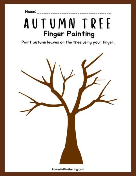 Ingilizce Finger Paint Fall Tree, Autumn Tree Craft Preschool, Fall Crafts For Preschoolers Easy, Fall Tree Craft Kindergarten, Autumn Activity For Preschool, Fingerprint Fall Tree, Autumn Art Activities For Toddlers, Preschool Fall Crafts Art Activities, Fall Toddlers Activity