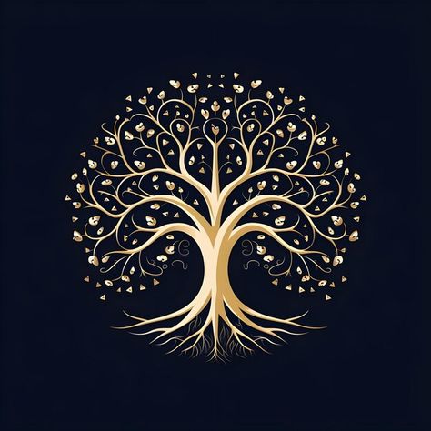 Photo beautiful tree of life digital art... | Premium Photo #Freepik #photo Tree Of Life Background, Tree Of Life Logo Design, Svg Tree Of Life, Tree Of Life Images Sacred Geometry, Tree Of Life Logo Design Ideas, Tree Of Life Logo, Roots Logo, Elegant Gold Tree Of Life Necklace, Gold Tree Of Life