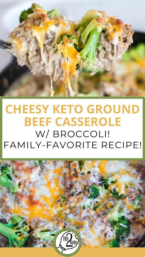 Cheesy Keto Ground Beef Casserole w/ Broccoli | Family-Favorite Recipe! Keto Ground Beef Casserole, Casserole With Cheese, Cheese And Broccoli, Keto Ground Beef, Healthy Low Carb Dinners, Ground Beef Casserole Recipes, Meat Casserole, Healthy Ground Beef, Ground Beef Recipes Healthy