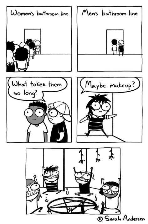 For August 24, 2019 Sarah Anderson Comics, Scary Novels, Sarah's Scribbles, Sarah Andersen, Funny Comic Strips, Dessin Adorable, Cute Comics, Comic Strip, Best Memes