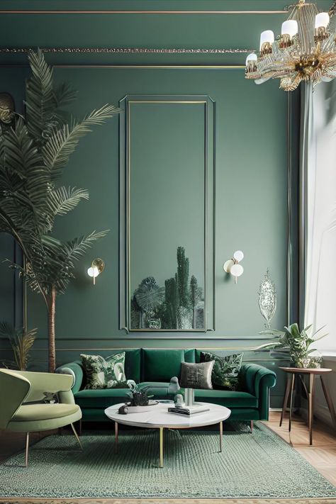 Effortless Style: Scandinavian Decor Tips for Every Room Green Living Room Ideas, Blue And Green Living Room, Monochromatic Interior Design, Monochromatic Room, Green Living Room, Green Accent Walls, Green Interior Design, Creative Wall Decor, Bedroom Wall Colors