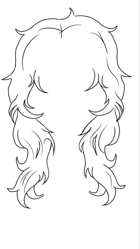 Hair For Drawing Reference, Wolf Haircut Drawing Reference, Drawn Hair Reference, Curly Hair Styles Drawing Reference, Layered Hair Drawing Reference, Hair Templates Drawing, Hair Base Sketch, Body Drawing With Hair, Body Bases With Hair