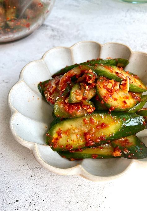 Easy Korean Cucumber Salad (oi muchim) with Mini Cukes ⋆ Seasoned by Jin Korean Cucumber Salad, Korean Vegetables, Korean Cucumber, Vegetable Pancakes, Korean Side Dishes, Popular Side Dishes, Patties Recipe, Easy Soups, Cucumber Salad