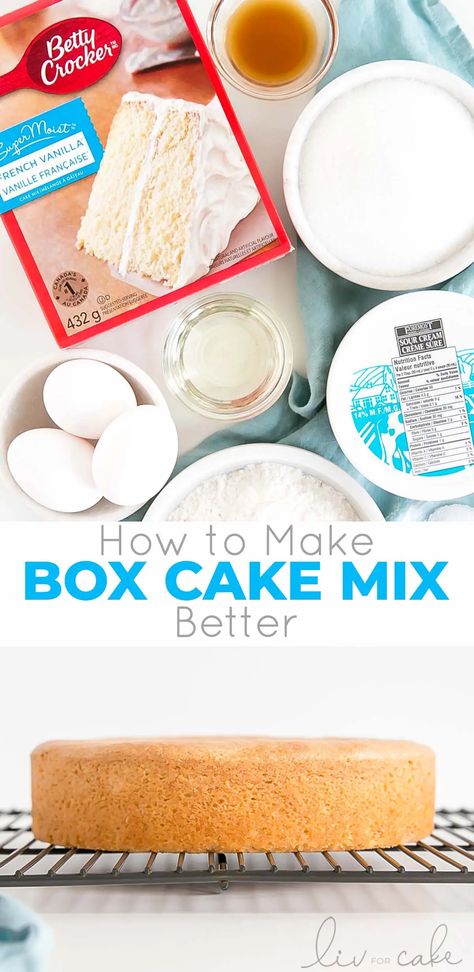 How To Make Box Cake Dense, How To Make White Box Cake Taste Homemade, Box Cake Wedding Cake, How To Improve Box Cake, How To Dr A Box Cake, Elevate Cake Mixes, Learn To Decorate Cakes, Better Than Box Cake, How To Spruce Up Box Cake