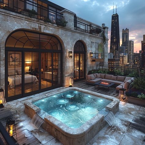 Step into the epitome of city living with an Art Deco Urban Penthouse in Chicago, spanning 7000 sqft with six luxurious bedrooms. Delight in the rooftop pool's cityscape views and the harmonious outdoor area under the dusk light. Find urban design inspiration and sneak a peek into high-end city living in vibrant Chicago. Share your urban living dreams and favorite penthouse aspects in the comments! 🏙️🌆 #DreamHomeInspiration #LuxuryInteriors #ArtDeco #UrbanPenthouse #ChicagoCityscape #RooftopPool #LuxuryLifestyle #HomeGoals #InspiringHomes #LuxuryLiving Penthouse Outside Look, Penthouse Outside, Tokyo Penthouse, Penthouse Exterior, Rich Things, Chicago Penthouse, Penthouse Apartment Exterior, Penthouse London, Modern Penthouse Apartment