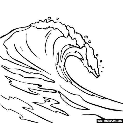 Breaking Wave Coloring Page Ocean Wave Drawing, Waves Sketch, Ocean Drawing, Wave Drawing, Wave Surfing, Surfing Pictures, Wave Painting, Vintage Surf, Wave Art