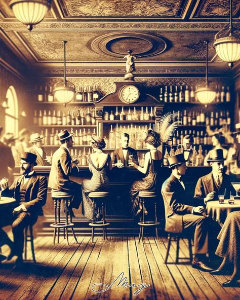 🍸✨ Step back into the roaring 1920s with a throwback to the speakeasy bars! Hidden behind unmarked doors, these secret spots were the heart of nightlife during Prohibition. Let's toast to history and the timeless charm of classic cocktails! #ThrowbackThursday #MAYAiCEO 1920s Mystery Aesthetic, Speakeasies 1920s, Real 1920s Photos, 1920 Speakeasy Fashion, Speakeasy Pictures, 1920s Bar Aesthetic, 1940s Speakeasy, Prohibition Aesthetic, The 20s Aesthetic