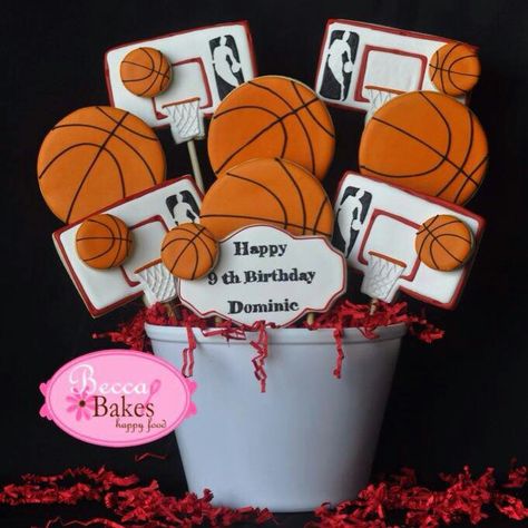 Embeleco Day, Hockey Cookies, Nba Party, Basketball Cookies, Awesome Cookies, Ball Cookies, Sports Cookies, Cookie Bouquets, Team Snacks