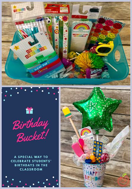 Looking for a new way to celebrate students' birthdays in the classroom? Read about Birthday Buckets- a special, easy, and inexpensive way to celebrate birthdays in the classroom. Birthday Grams For Students, Birthdays In The Classroom, Classroom Birthday Gifts, Birthday Classroom, Teaching Prek, Student Birthday Gifts, Teacher Gift Bags, Pta Ideas, Class Birthdays