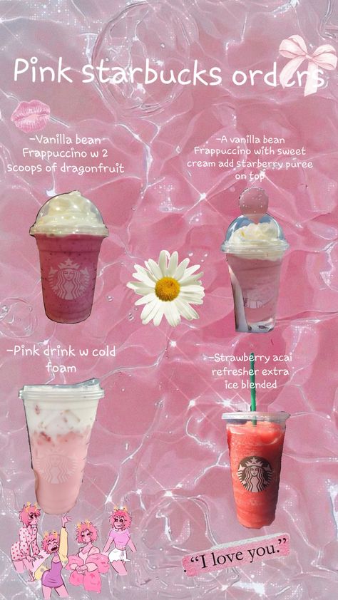 Starbucks Drinks Cute, Starbucks Recipes Fruity, Preppy Starbucks Drinks To Order, Tasty Starbucks Drinks, Starbucks Drinks How To Order, Starbucks Recipes Refreshers, Preppy Starbucks Drinks, Starbucks Drinks Orders, Starbucks Drinks For Kids