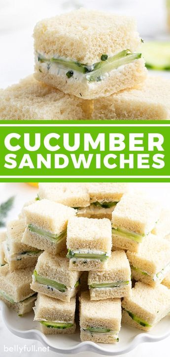 Cucumber Sandwiches are an appetizer must for a tea party, Mother's Day brunch, baby shower, bridal shower, or any get together. Simple finger food that's cool, fresh, light, and so delicious! Cucumber Tea, Cucumber Tea Sandwiches, Tea Party Sandwiches, Tea Sandwiches Recipes, Resep Diet, Cucumber Sandwiches, Tea Party Food, Tea Sandwiches, Think Food