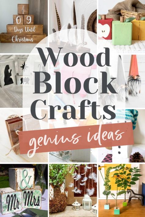 Dive into 30+ genius wood block crafts! Explore our Pinterest board for creative and stylish ways to transform simple blocks into stunning decor and gifts. From playful designs to elegant pieces, find inspiration for your next DIY project. Let's unleash the potential of wood blocks! Diy 4 X 4 Projects, Projects Using Scrap Wood, 4x4 Wood Scrap Projects, Letter Blocks Decor Diy, Projects With 2x4 Wood Scraps, Dollar Tree Stacking Blocks Crafts, Scrap 4x4 Projects Diy, Small Wooden Block Crafts, Wood Items To Sell At Craft Shows