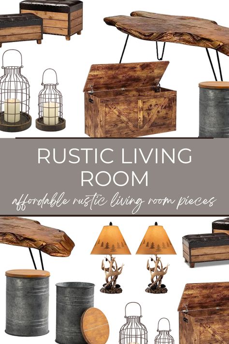 Industrial Rustic Living Room Ideas, Rustic Accessories Home, Cabin Style Living Room Vintage, Comfy Rustic Living Room, Rustic Cabin Decor Living Room, Rustic Home Design Living Room, Rustic Industrial Decor Living Room, Rustic Country Decorating Ideas, Cabin Themed Living Room