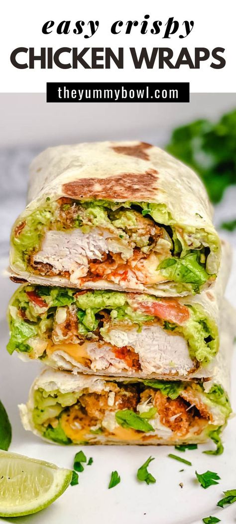 Chicken coated in smoked paprika Crispy Breadcrumbs, stuffed in a wrap with the most delicious fillings imaginable! A super tasty tortilla wrap recipe for your snack, meal prep, or healthy lunch #crispychickenwrap #chickenwrap #wrapsaucerecipes #chickenwraprecipe Snack Meal Prep, Tortilla Wrap Recipe, Easy Chicken Wrap, Chicken Wrap Recipe, Crispy Chicken Wraps, Wraps Recipes Easy, Wraps Recipes Healthy, Plats Healthy, Tortilla Wrap