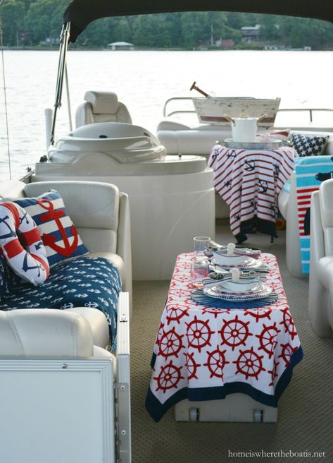 Pontoon Boat Decor, Pontoon Boat Party, Pontoon Anchor, Pontoon Party, Summer Boating, Pontoon Boat Accessories, Nautical Table, Yacht Builders, Buy A Boat