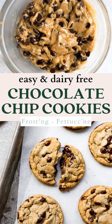 Gluten Free Dairy Free Cookies, Lactose Free Desserts, Dairy Free Deserts, Dairy Free Cookie Recipe, Dairy Free Chocolate Chip Cookies, Dairy Free Cooking, Dairy Free Baking, Dairy Free Treats, Lactose Free Recipes