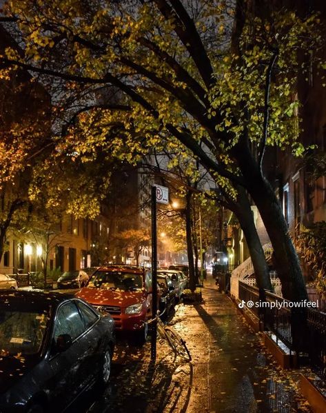 Rainy City At Night Aesthetic, Autumn In Nyc Aesthetic, Dark Rainy Fall Aesthetic, Rainy Fall Night, Autumn At Night Aesthetic, Chelsea Nyc Aesthetic, Fall In Nyc Aesthetic, Grunge Fall Wallpaper, Nyc Aesthetic Fall