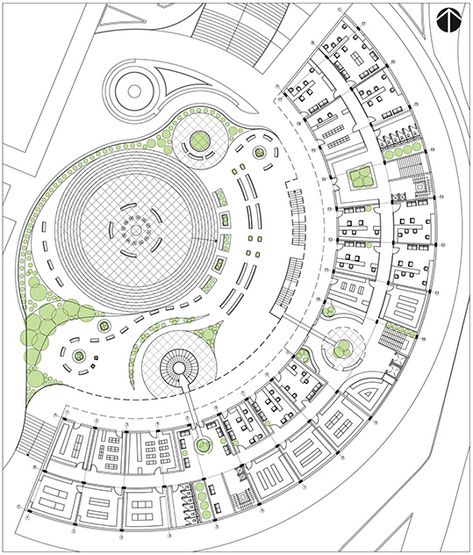 Radial Planning Architecture, Radial Plan, Site Plan Design, Shopping Mall Design, Architecture Design Presentation, Campus Design, Architecture Drawing Plan, Hotel Concept, Hotel Plan